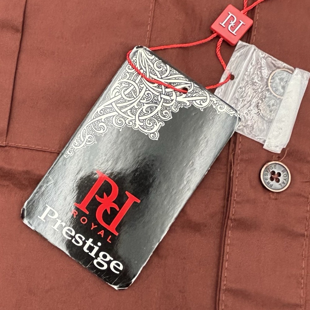 Royal Prestige Mens XL Shirt NWT Brown Cotton Military Streetwear Biker Buckle - Picture 10 of 16